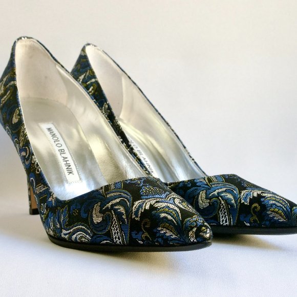 Manolo Blahnik BB 90 Printed Pump NWT Sole Protected - Picture 2 of 11